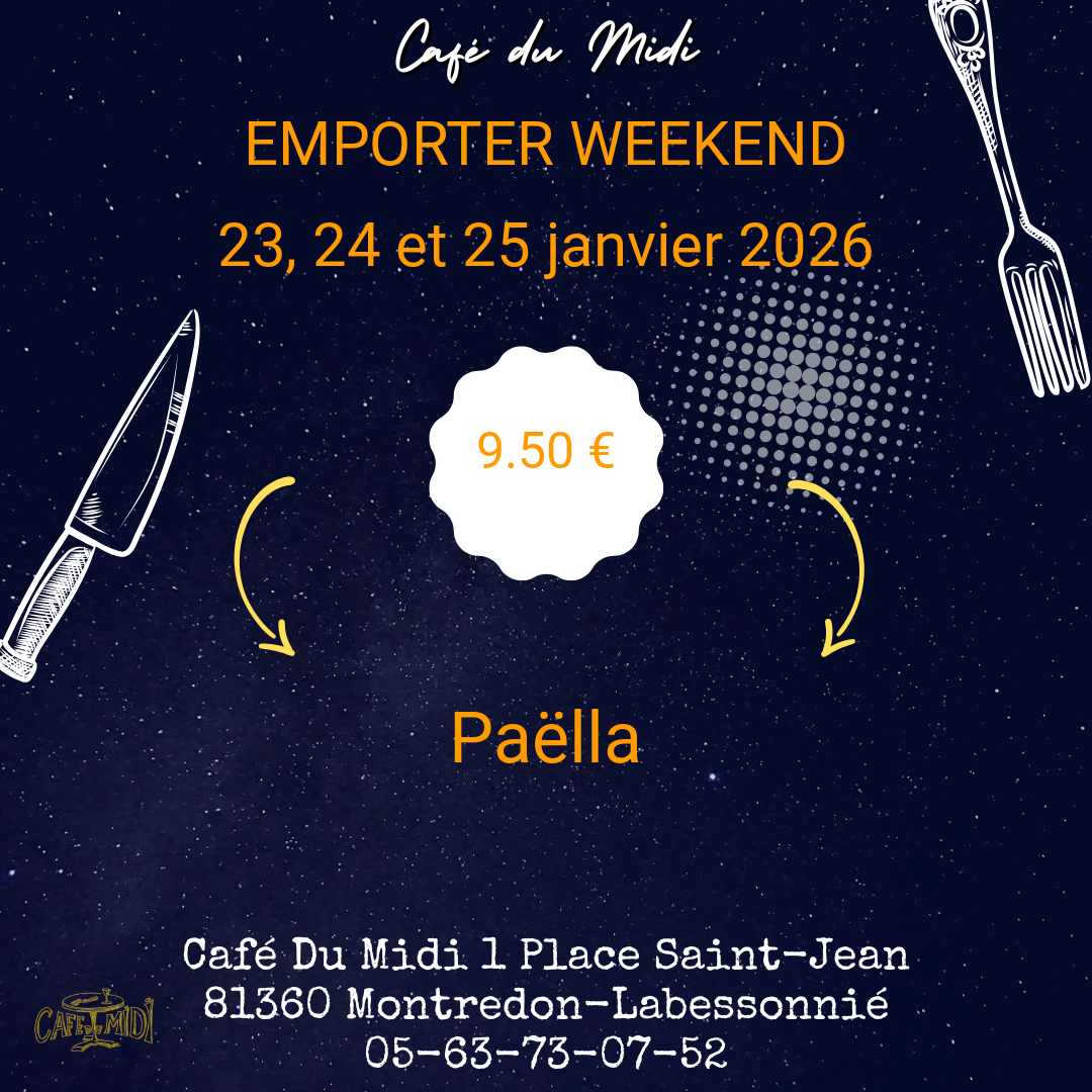 Plat à emporter 23, 24 et 25 janvier 2026