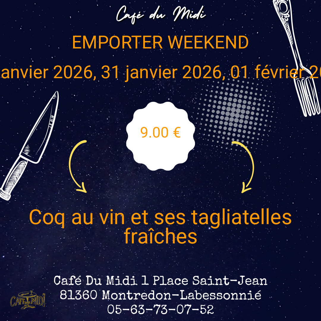 Plat à emporter 30 janvier 2026, 31 janvier 2026, 01 février 2026