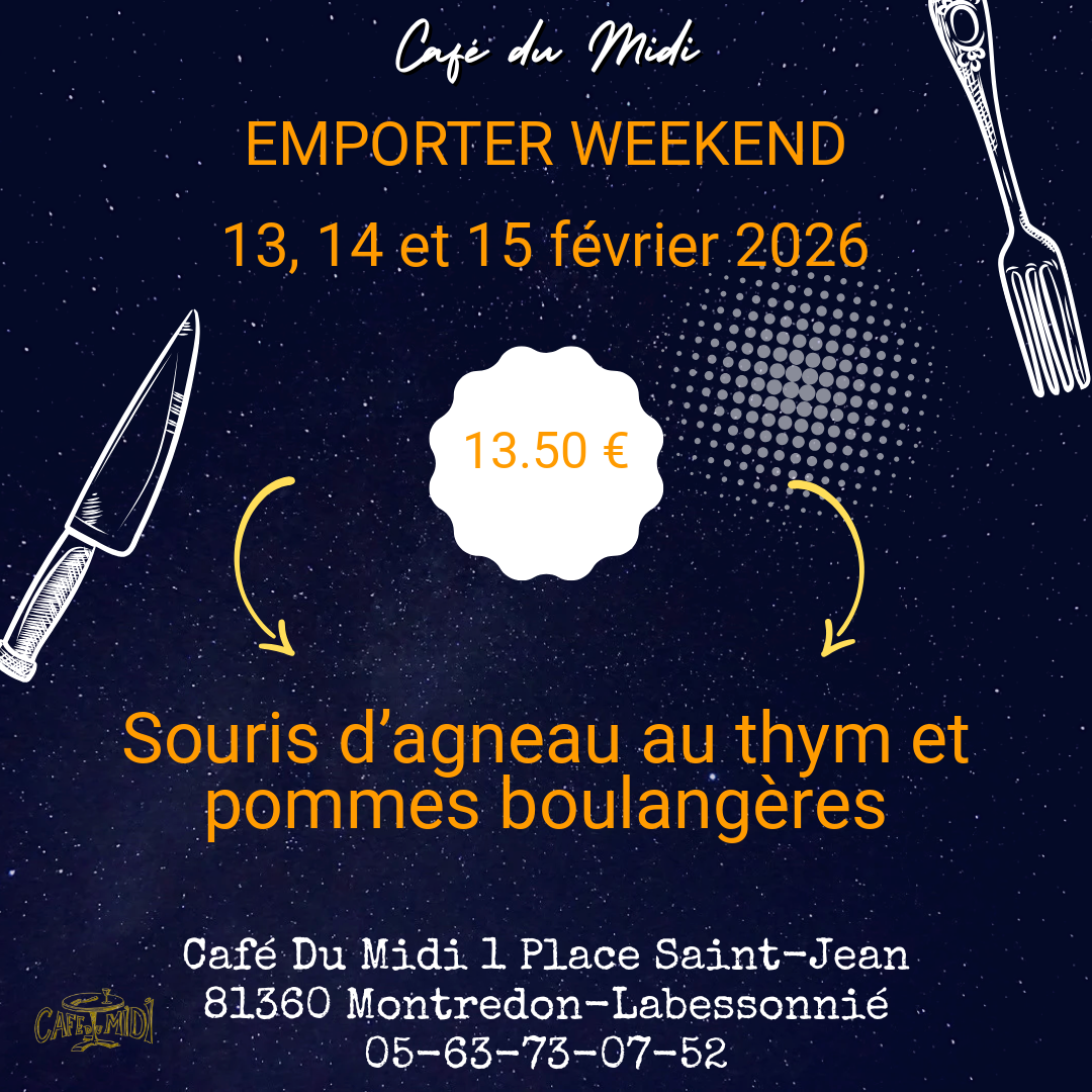 Plat à emporter 13, 14 et 15 février 2026