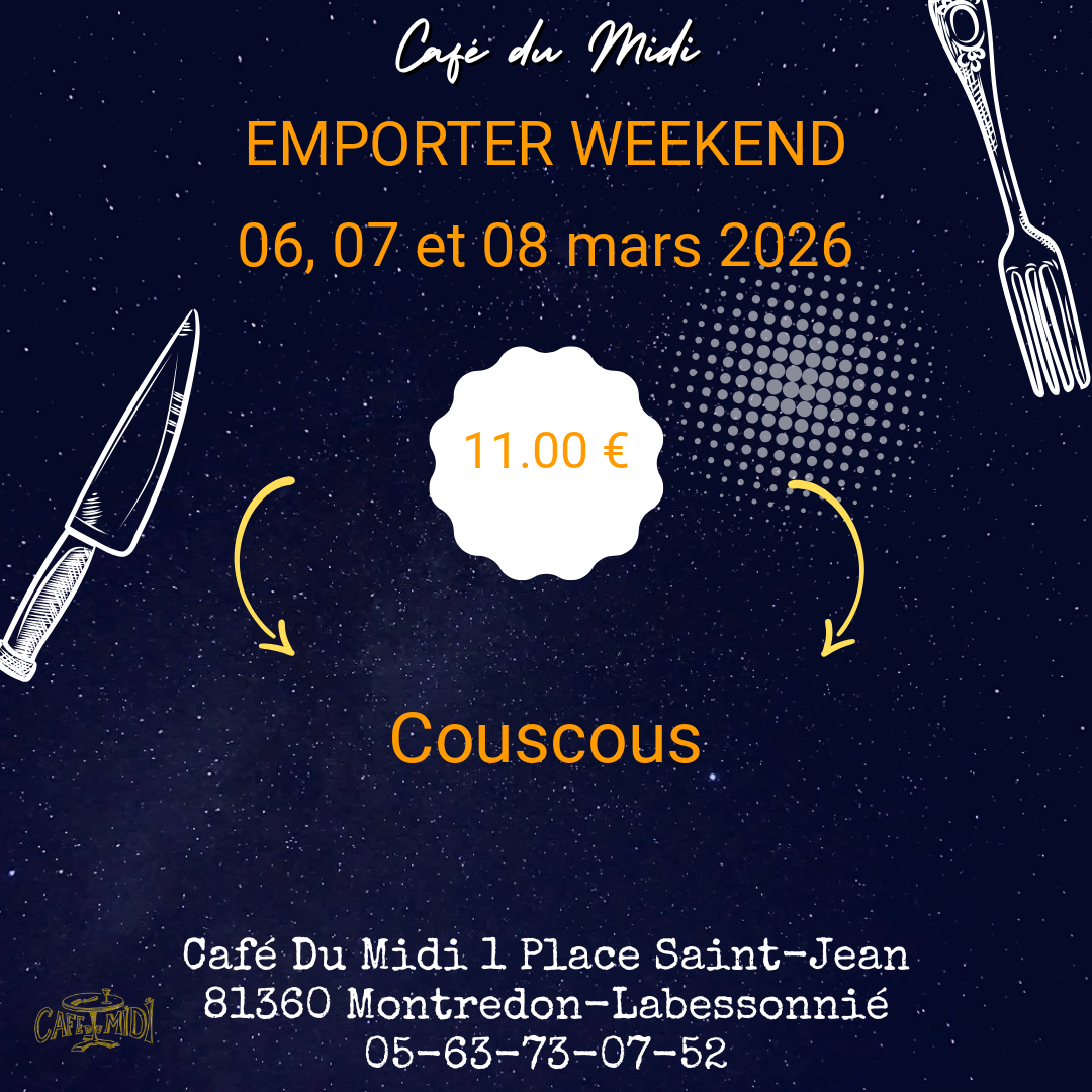 Plat à emporter 06, 07 et 08 mars 2026