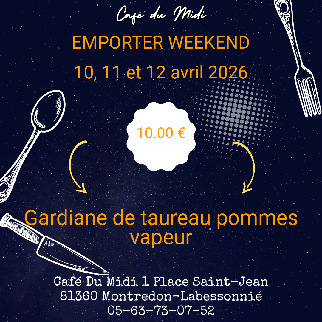 Plat à emporter 10, 11 et 12 avril 2026