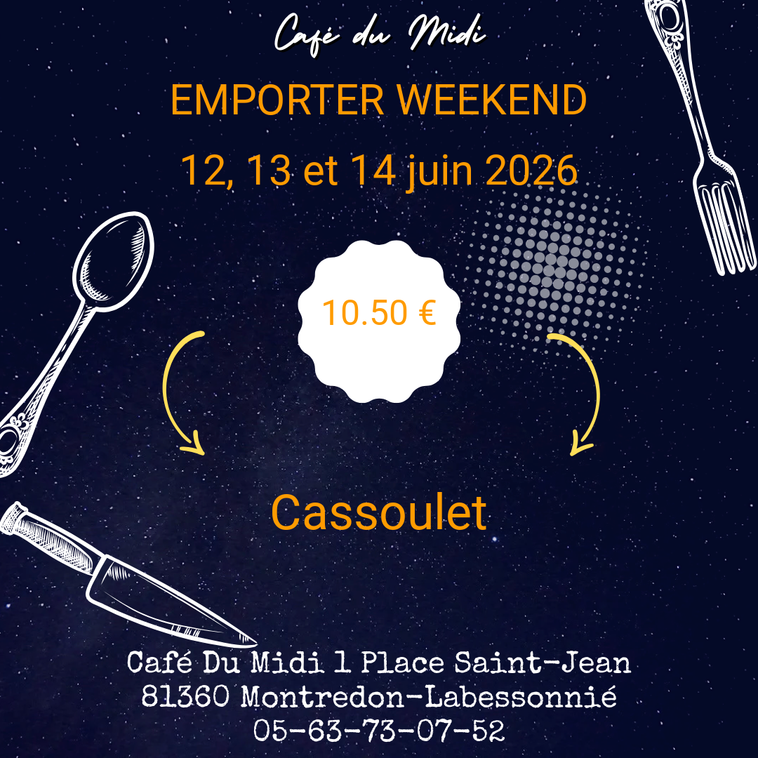 Plat à emporter 12, 13 et 14 juin 2026