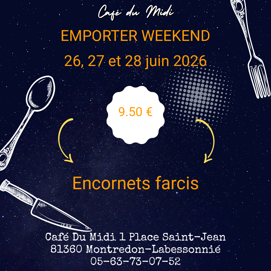 Plat à emporter 26, 27 et 28 juin 2026
