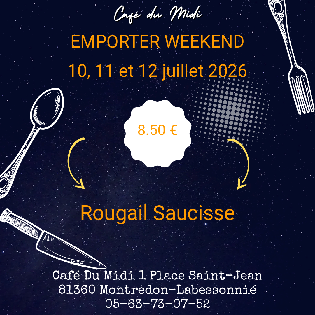Plat à emporter 10, 11 et 12 juillet 2026