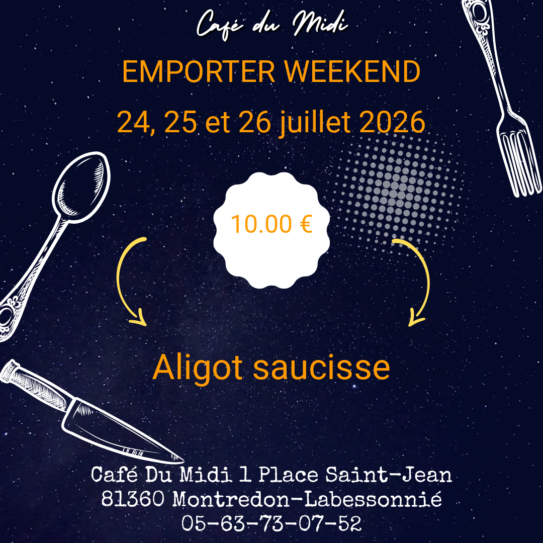 Plat à emporter 24, 25 et 26 juillet 2026