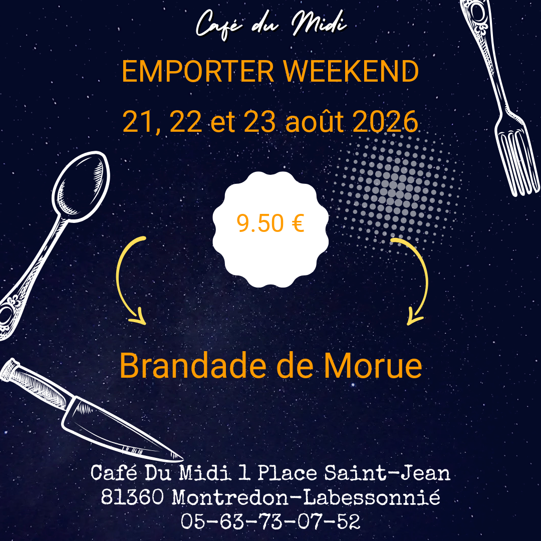 Plat à emporter 21, 22 et 23 août 2026