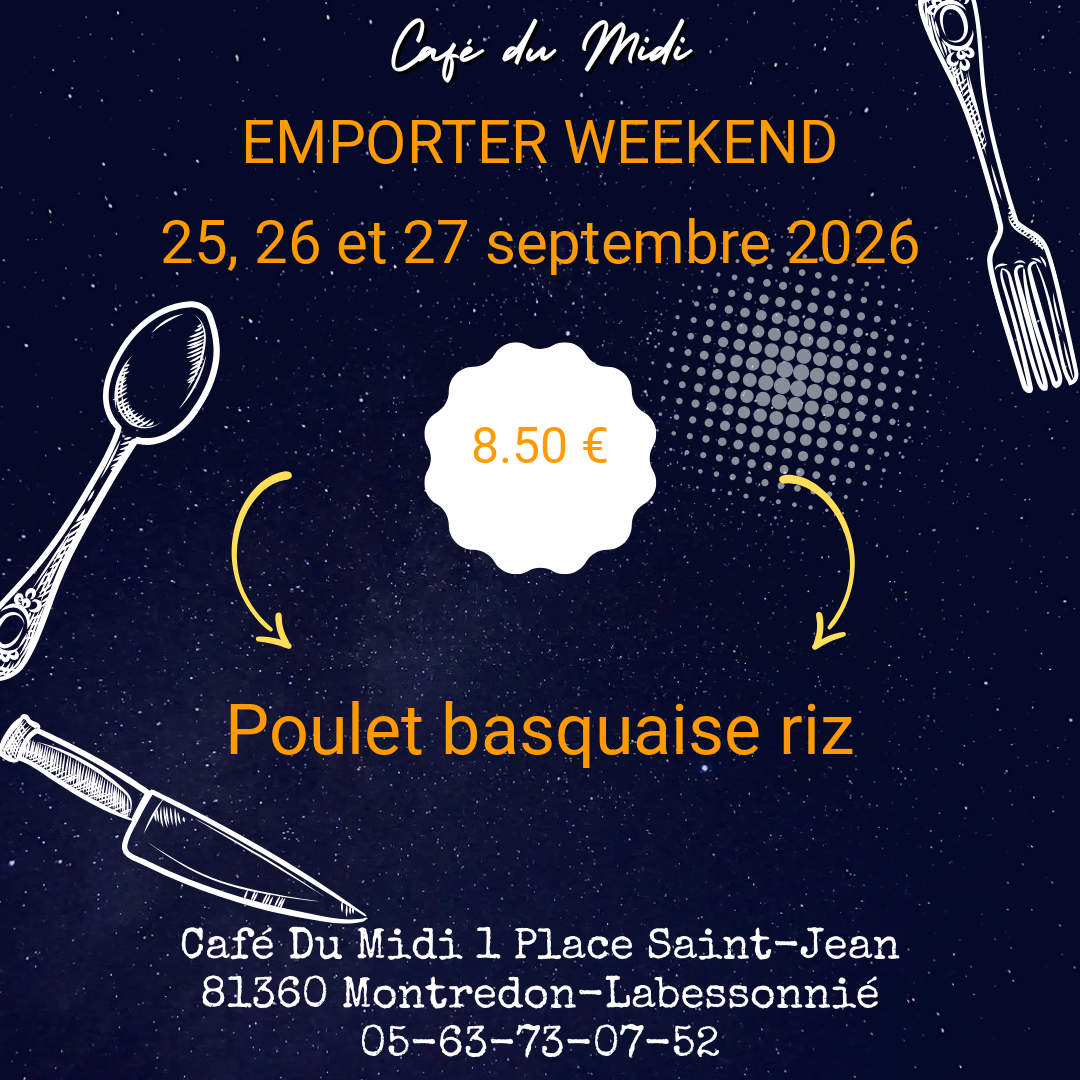 Plat à emporter 25, 26 et 27 septembre 2026