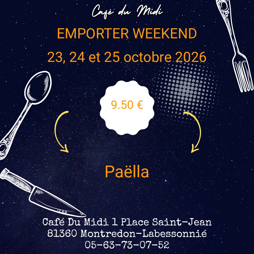 Plat à emporter 23, 24 et 25 octobre 2026