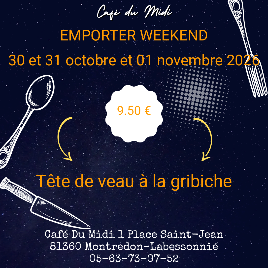 Plat à emporter 30 et 31 octobre et 01 novembre 2026
